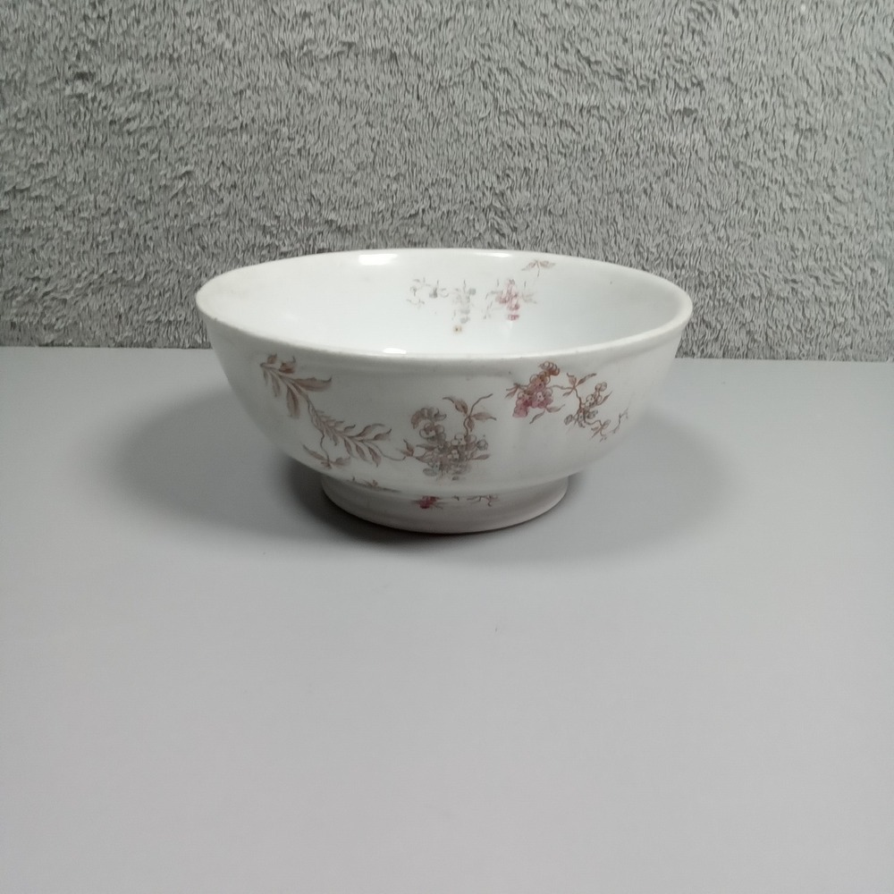 J&G Meakin Hanley England Antique Semi-Porcelain‎ Floral Transferware Bowl 6in